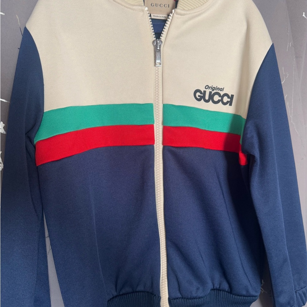Gucci Kids Navy and Cream Colorblock Hoodie